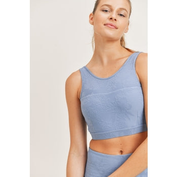 Textured Hibiscus Jacquard TACTEL® Sports Bra