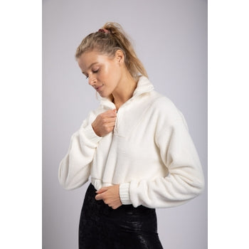 Cropped Teddy Half-Zip Pullover