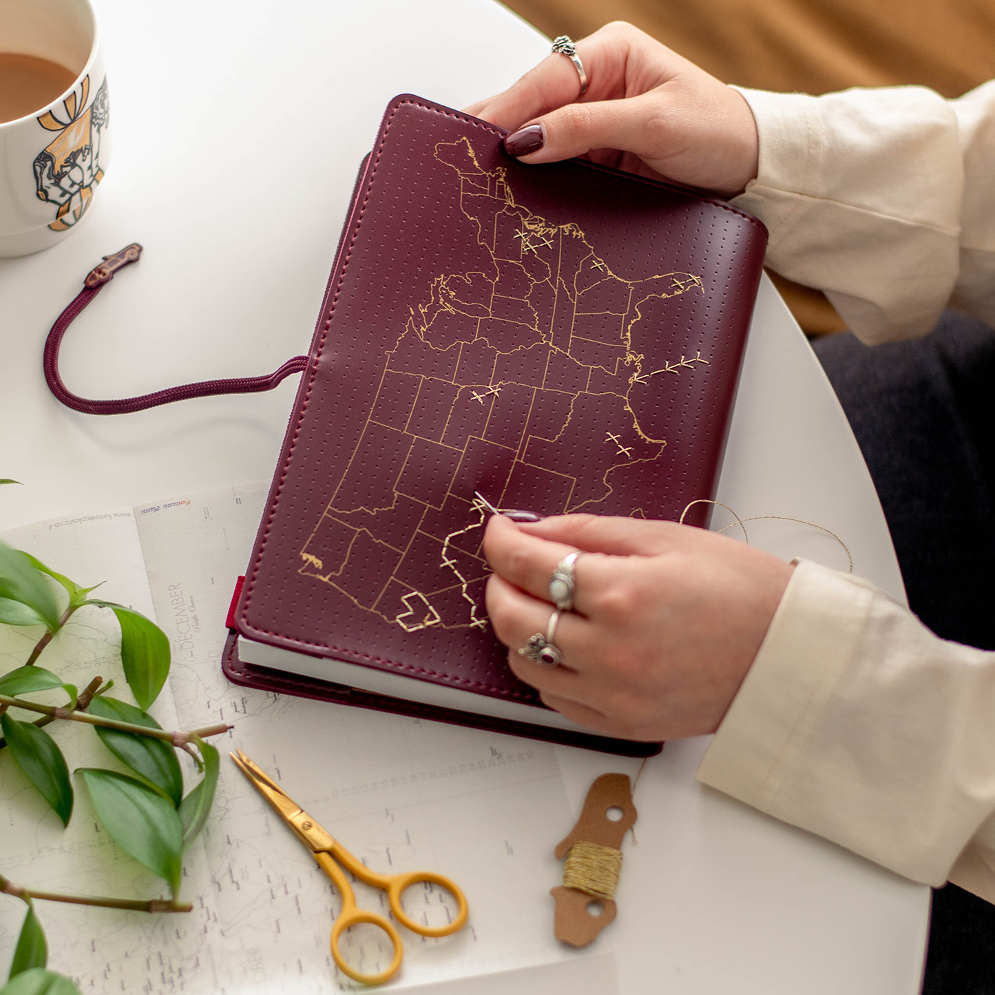 Stitch Your Travels - USA Edition Travel Notebook in Maroon