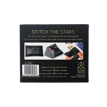 DIY Stitch Your Star Sign Kit - Black Vegan Leather Purse