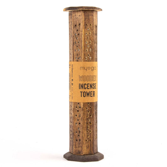 Stained Wooden Octagon Incense Tower