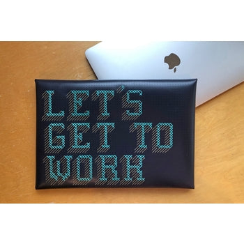 DIY Cross Stitch Laptop Sleeve Kit - Navy with Teal Thread