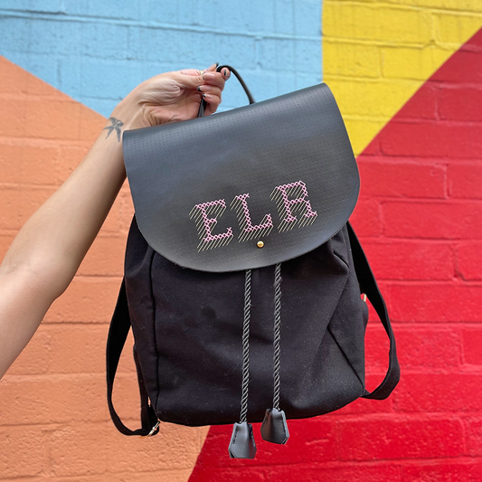 Stitch Your Own Design Backpack -Canvas & Black leather