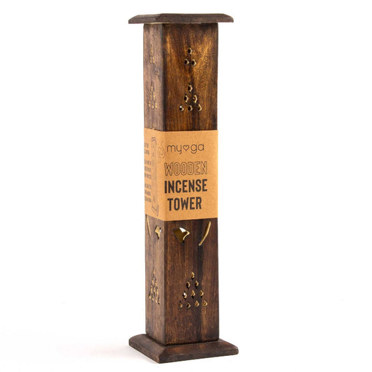 Stained Wood Square Incense Tower