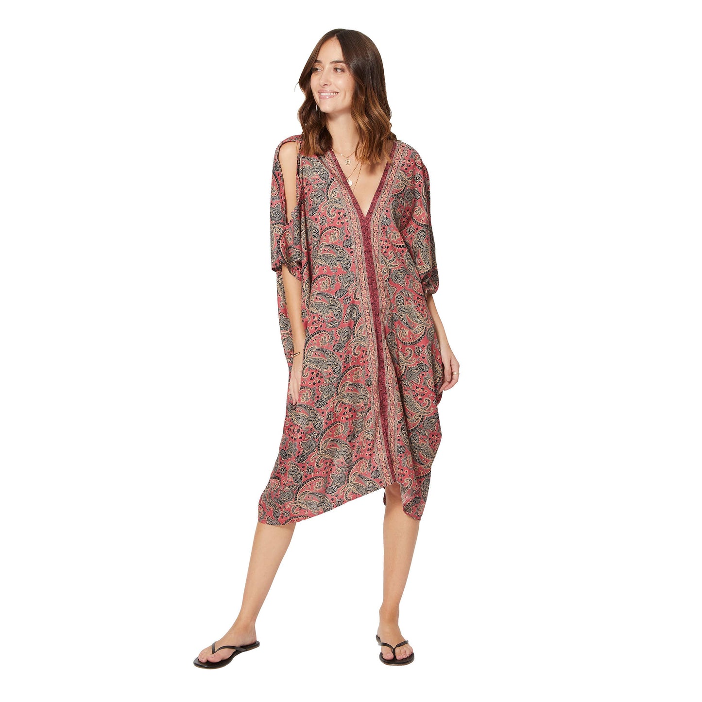 3/4 Sleeve Silky Mid-Length Kaftan