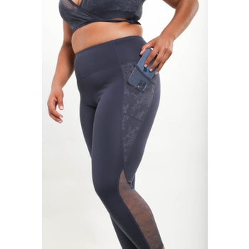 CURVY Floral Lace Mesh Splice Highwaist Leggings