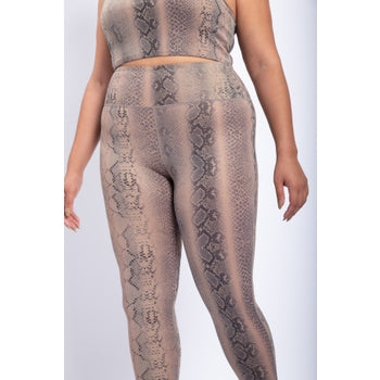 CURVY Shimmer Snake Foil High-Waisted Leggings