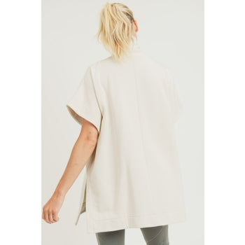 Longline Turtleneck Pullover with Notched Sides