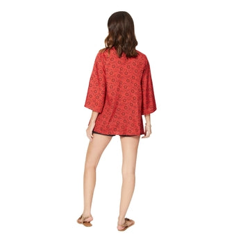 3/4 Sleeve Silky Short Kimono