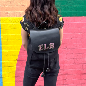 Stitch Your Own Design Backpack -Canvas & Black leather