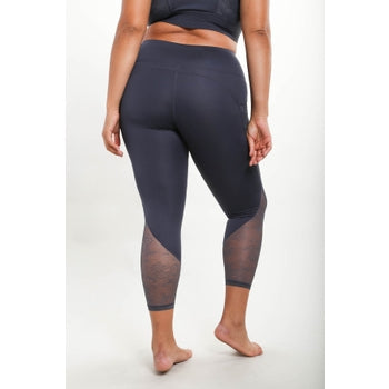 CURVY Floral Lace Mesh Splice Highwaist Leggings