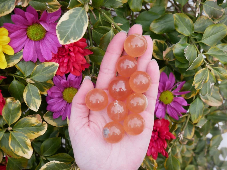 Honey Calcite Spheres